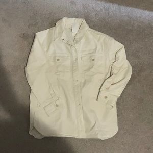Twill shirt jacket in white